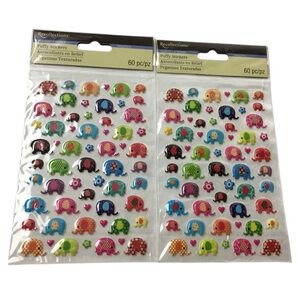 RECOLLECTIONS Stickers Elephant Flower Heart Puffy Scrapbooking Craft 120 Total